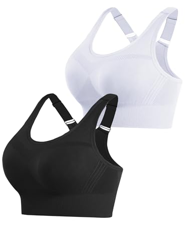Litherday Sport BH Damen Push Up Sports Bra Starker Halt Sport BH Ohne Buegel mit Abnehmbar Gepolstert für Fitness Jogging Yoga, Schwarz+Weiß, M Litherday Sport BH Damen Push Up Sports Bra Starker Halt Sport BH Ohne Buegel mit Abnehmbar Gepolstert für Fitness Jogging Yoga, Schwarz+Weiß, M von Litherday