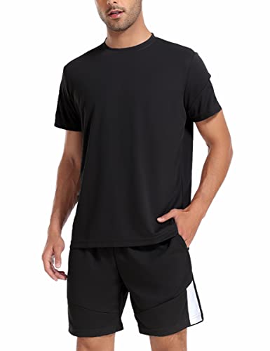 Litherday Jogginganzug Herren Activewear Sport Set Herren Sportanzug Trikot mit Sporthose Kurz Für Fitness Basketball A-Schwarz XL von Litherday