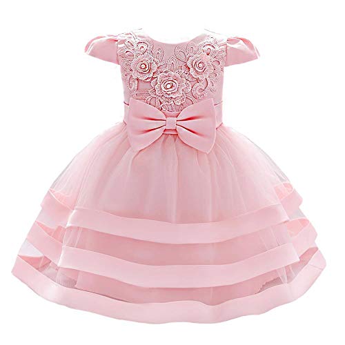 Lito Angels Blumenmädchen Hochzeit Kleid Elegantes Ballkleid Prinzessinenkleid für Baby Mädchen Größe 6-12 Monate 80 Rosa 424 von Lito Angels