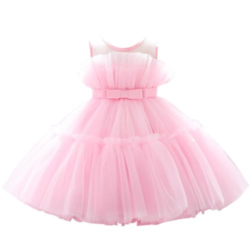 Lito Angels Elegantes Kleid Hochzeit Blumenmädchen Ballkleid Tüllkleid für Baby Mädchen Größe 12-24 Monate 92, Rosa (Tag-Nummer 80) von Lito Angels