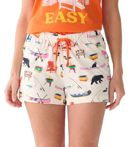Little Blue House Damen Pajama Shorts, Auf dem See, Small Little Blue House Damen Pajama Shorts, Auf dem See, Small von Little Blue House