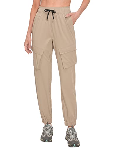 Little Donkey Andy Cargohose Damen Wanderhose Leichte Laufhose Schnelltrocknend Jogginghose Elastisch Trekkinghose Funktionshose Khaki L von Little Donkey Andy