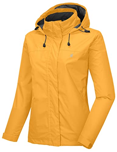 Little Donkey Andy Damen wasserdichte Regenjacke Leichte atmungsaktivem Regenjacke für Outdoor-Windbreaker zum Wandern, Reisen Gelb L von Little Donkey Andy