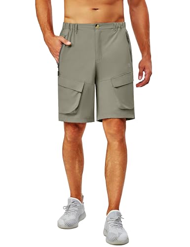 Little Donkey Andy Herren Leichte Schnelltrocknend Cargo Shorts Bermuda Stretch Kurze Hose für Wandern, Golf, Camping, Reisen Grau Grün M von Little Donkey Andy