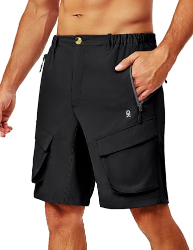 Little Donkey Andy Herren Leichte Schnelltrocknend Cargo Shorts Bermuda Stretch Kurze Hose für Wandern, Golf, Camping, Reisen Schwarz XL von Little Donkey Andy