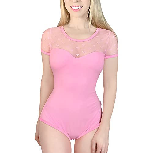 LittleForBig Baumwolle Strampler Onesie Pyjamas Bodysuit –Candy Hearts Rosa XL von LittleForBig