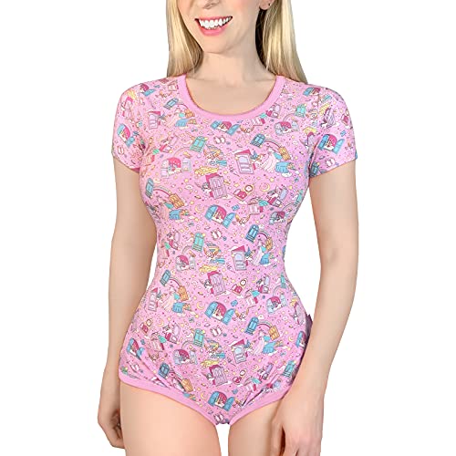 LittleForBig Baumwolle Strampler Onesie Pyjamas Bodysuit –Einhorn Träume Strampler Rosa XXL von LittleForBig