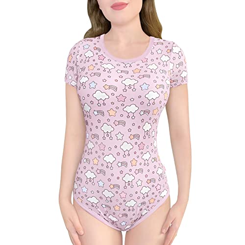 LittleForBig Baumwolle Strampler Onesie Pyjamas Bodysuit-Pastellhimmel Strampler Rosa L von LittleForBig