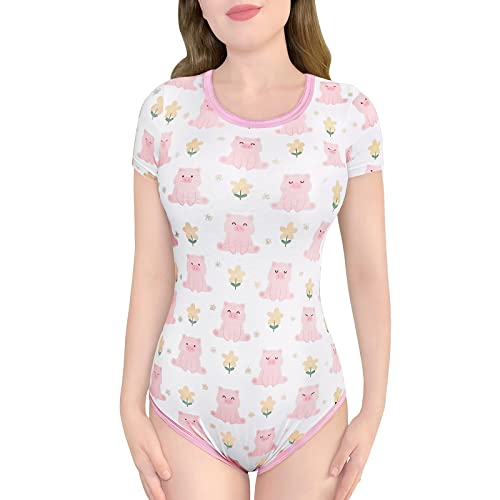 LittleForBig Baumwolle Strampler Onesie Pyjamas Bodysuit-Schweinchen Strampler Rosa XXL von LittleForBig