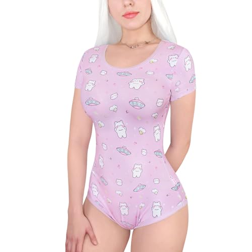 LittleForBig Baumwolle Strampler Onesie Pyjamas Bodysuit - Süßes Bären im Weltraum Onesie Rosa S von LittleForBig