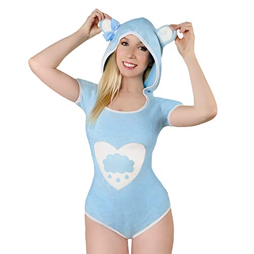 LittleForBig Baumwolle Strampler Onesie Pyjamas Bodysuit –Teddybär Einteiler Blau M von LittleForBig