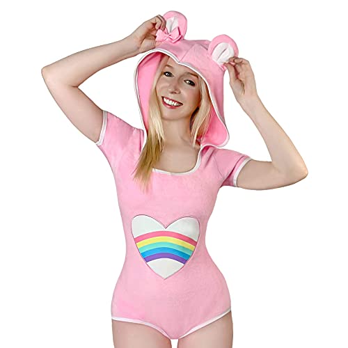 LittleForBig Baumwolle Strampler Onesie Pyjamas Bodysuit –Teddybär Einteiler Rosa XL von LittleForBig