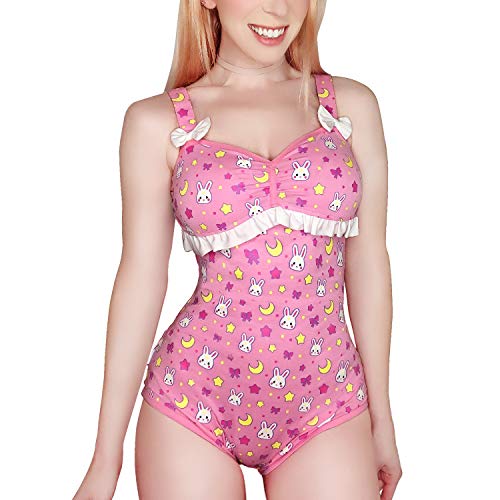 LittleForBig Baumwolle Strampler Onesie Pyjamas Bodysuit –Usagi Moon Rosa L von LittleForBig