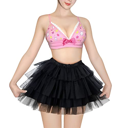 LittleForBig Damen Mesh Tüll Puffy Petticoat Tutu Ballett Bubble Rock Kurzer Ballerina Rock Schwarz XXXXL von LittleForBig