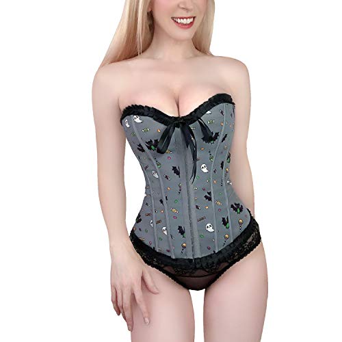 LittleForBig Damen Spitze Überbrust Korsett mit Schnürung Vollbrust Korsage Bustier Bodyshaper Top-Zucker Fledermaus Muster XL LittleForBig Damen Spitze Überbrust Korsett mit Schnürung Vollbrust Korsage Bustier Bodyshaper Top-Zucker Fledermaus Muster XL von LittleForBig