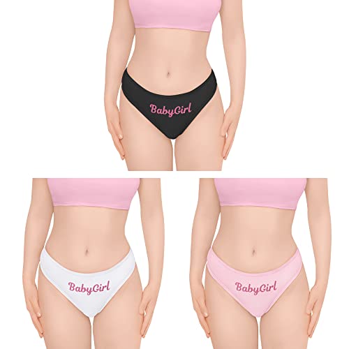 LittleForBig Damen Weich Baumwolle Unterwäsche Bequemer Hipster Slip 3er Pack Tanga Slips -Babygirl M von LittleForBig