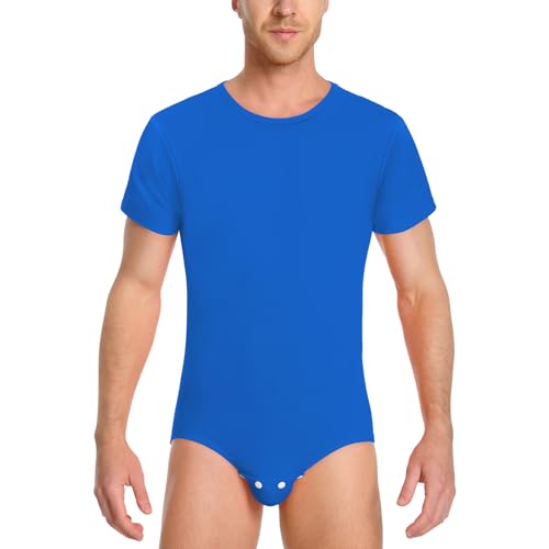 LittleForBig Männer Baumwolle Strampler Onesie Pyjamas Bodysuit - Entspannte Passform Basic Strampler Blau XXXXL von LittleForBig