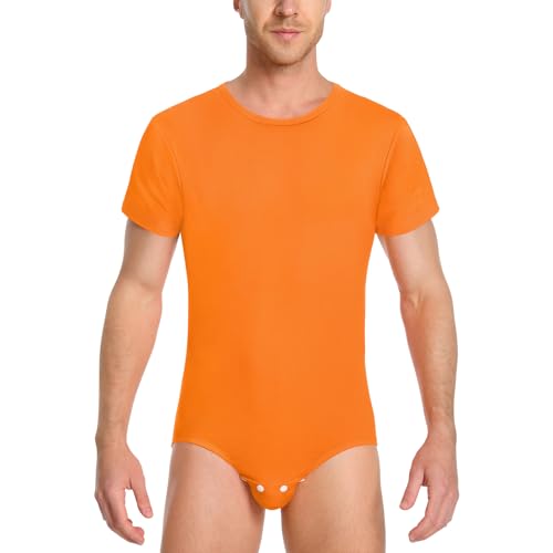 LittleForBig Männer Baumwolle Strampler Onesie Pyjamas Bodysuit - Entspannte Passform Basic Strampler Orange XL von LittleForBig