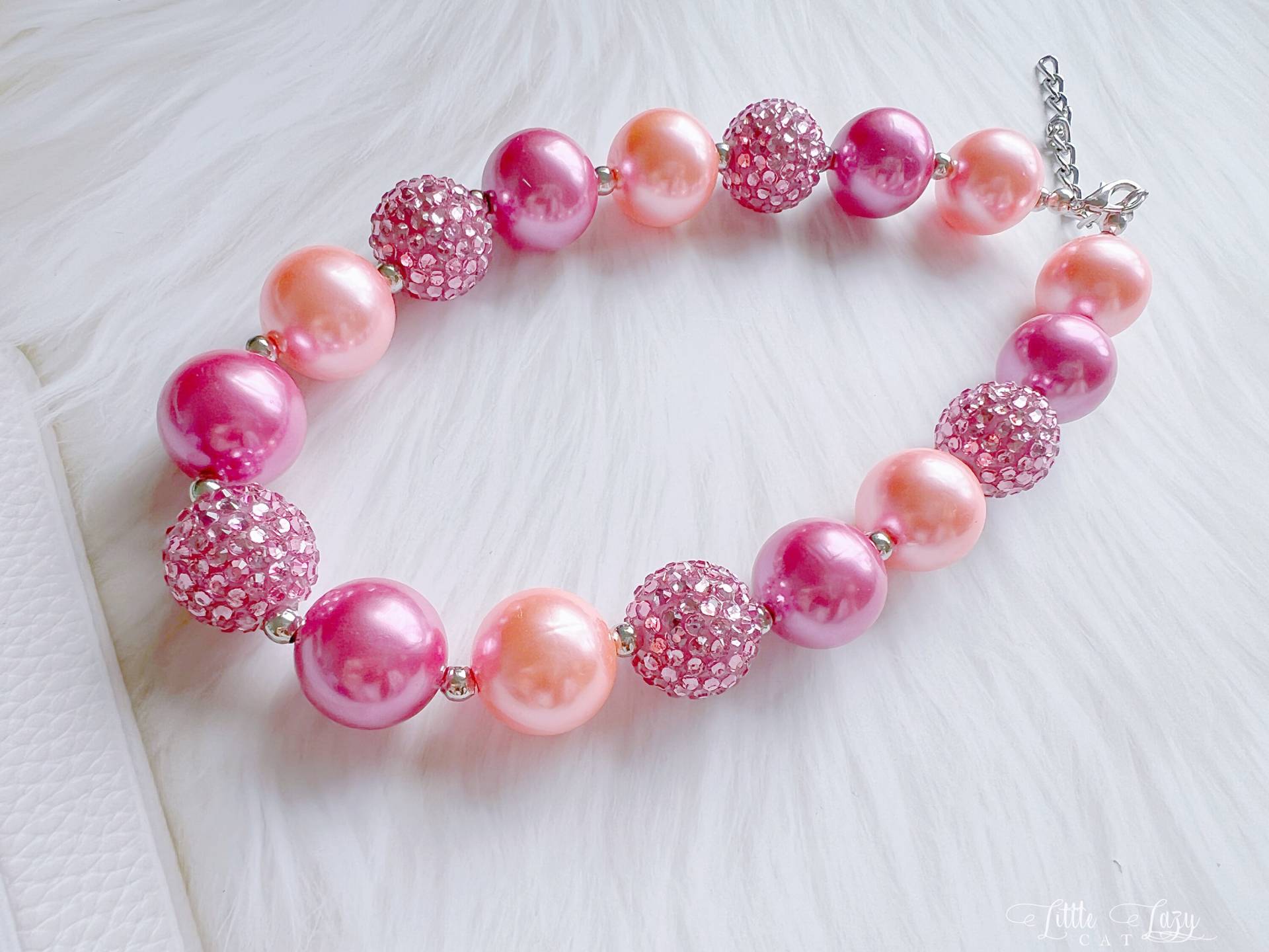 Baby Mädchen Bubblegum Halskette, Rosa Perlen Chunky Kleinkind Big Bead Geschenk von LittleLazyCat