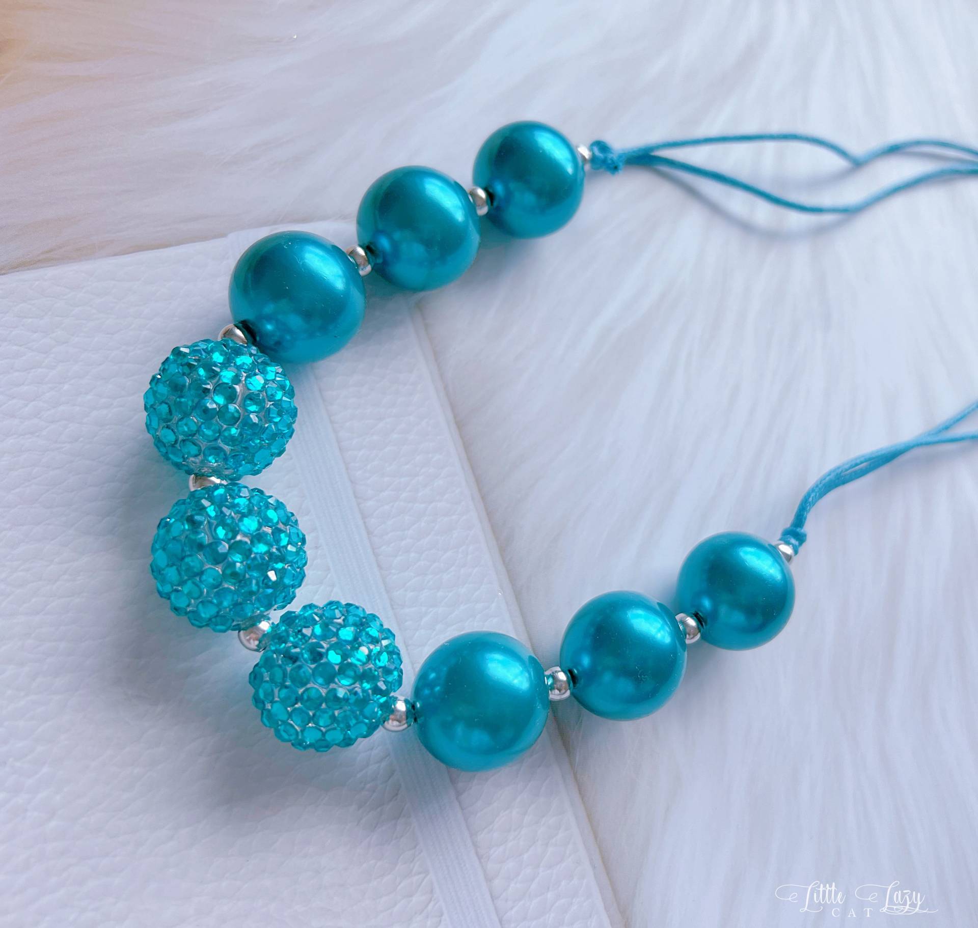 Blaue, Verstellbare Chunky Bubblegum Halskette, Baby Mädchen Perlen Kleinkind Big Bead Geschenk von LittleLazyCat