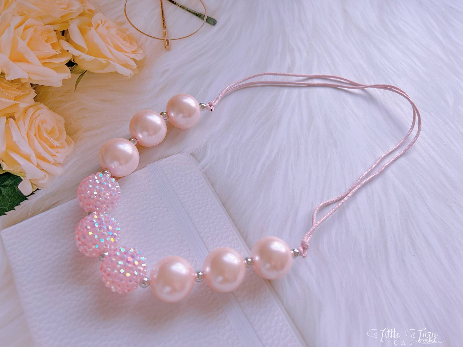 Rosa Chunky Bubblegum Halskette, Baby Mädchen Perlen Kleinkind Big Bead Geschenk von LittleLazyCat