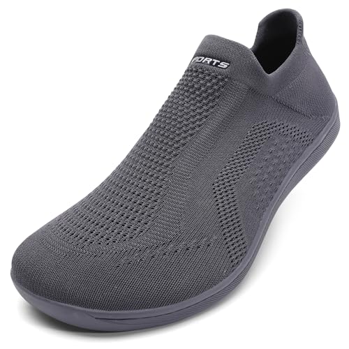 Littleplum Unisex Barfußschuhe Damen Slip On Sneaker Herren Traillaufschuhe Turnschuhe Fitness Gym Sportschuhe Bequeme Schlupfschuhe,Dark Grau 42 EU von Littleplum