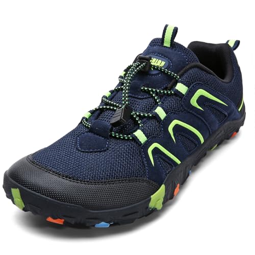 Littleplum Wanderschuhe Kinder Trekkingschuhe Kinder Barfußschuhe Atmungsaktiv rutschfest Outdoorschuhe Traillaufschuhe(Blau Grün,34EU) von Littleplum