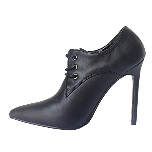 High Heels 12CM Lacklederschuhe Damen Schuhe mit dünnem Absatz Klassische Spitze Zehenschuhe,Black-39 von LiuGUyA