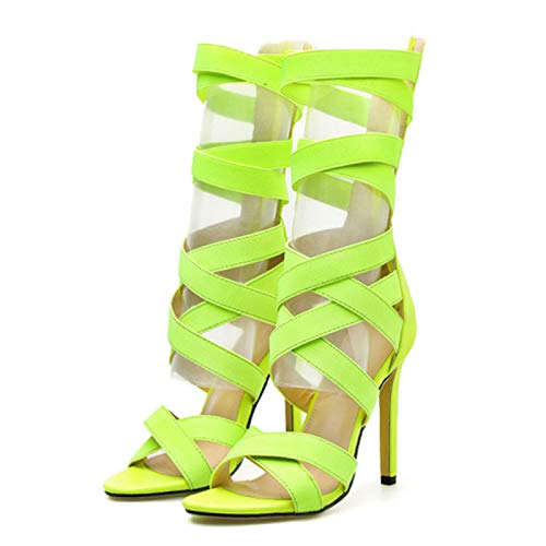 LiuGUyA High Heels 11CM Damen Sommersandalen Damenschuhe Ausgehöhlte High Top Pole Dance Schuhe,Green-38 von LiuGUyA