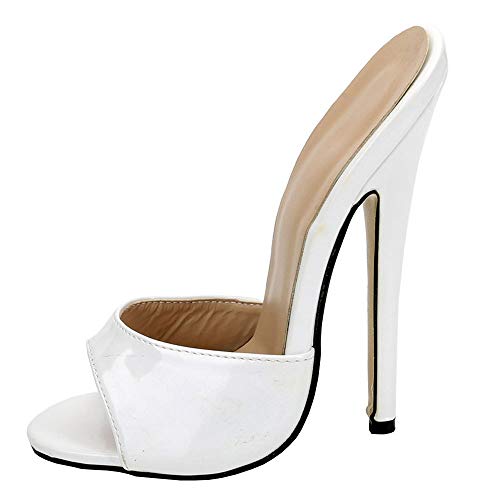 LiuGUyA High Heels Sandalen 18CM Schuhe Leder Partyschuhe,White-37 von LiuGUyA