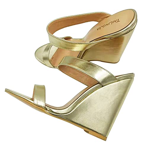 LiuGUyA High Heels Sexy 46 Sandalen Goldene 13CM Keilsandalen,Gold-37 von LiuGUyA