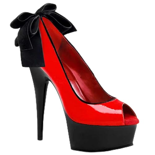 LiuGUyA High Heels Stiletto Open Toe Colorblock Sandalen,Rot-34 von LiuGUyA