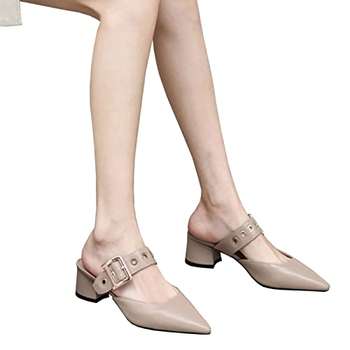 Nudefarbene High Heels für Damen mit Knöchelriemen und Pumps für Damen, bequem, Arbeitspumps, Nude-36 von LiuGUyA