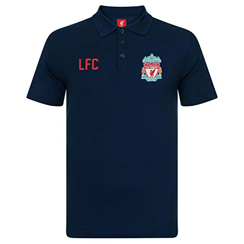 FC Liverpool Herren Polo-Shirt mit originalem Fußball-Wappen - Marineblau - XL von Liverpool FC