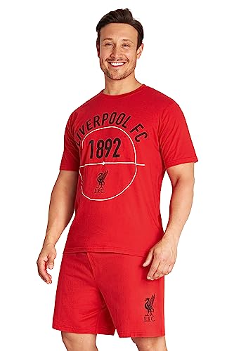 Liverpool F.C. Schlafanzug Herren Kurz, Pyjama Set mit T-Shirt & Schlafshorts (Rot, L) von Liverpool FC