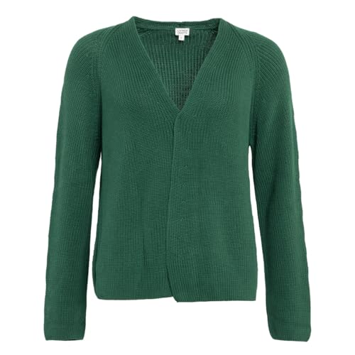 Living Crafts - Olivia | Strickjacke - Modischer, weit Geschnittener Cardigan ohne Knopfleiste, Weite Ärmel im Raglan-Stil, tief gezogener V-Ausschnitt, 100% Bio-Baumwolle (L, Botanical Green) von Living Crafts