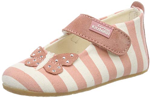 Living Kitzbühel Baby-Mädchen Babyballerina Streifen und Schmetterling Hausschuhe, Pink (Dark Rose Cloud 329), 23 EU von Living Kitzbühel