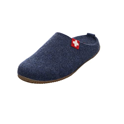 Living Kitzbühel Filzpantoffel Schweizer Kreuz Unisex | Hausschuhe aus Wolle | Atmungsaktiv & Rutschfest | Handgefertigt in Europa | Midnight Navy von Living Kitzbühel