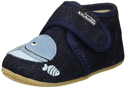 Living Kitzbühel Jungen Baby Velcro Whale Hausschuh, Nachtblau, 25 EU von Living Kitzbühel