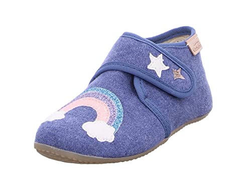 Living Kitzbühel Jungen Mädchen Babyklett. Einhorn&Regenbogen Hausschuh, Media Blue, 24 EU von Living Kitzbühel