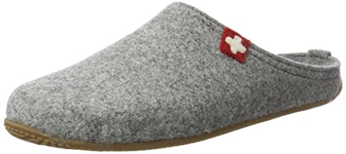 Living Kitzbühel Unisex-Erwachsene Pantoffel Schweizer Kreuz mit Fußbett Pantoffeln,Grau (Grau 610), 48 EU von Living Kitzbühel