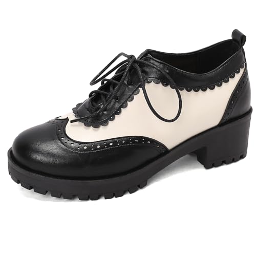 Lizoleor Blockabsatz Schnüren Plateau Runde Zehen Damen Pump Klassische Cross Strap Oxford Komfort Derby Schuhe Schwarz Gr 41 EU/43Cn Lizoleor Blockabsatz Schnüren Plateau Runde Zehen Damen Pump Klassische Cross Strap Oxford Komfort Derby Schuhe Schwarz Gr 41 EU/43Cn von Lizoleor
