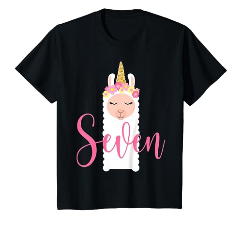 Kinder 7. Geburtstag Lama, 7. Geburtstag T-Shirt von Llama Birthday Girl