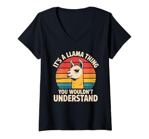 Damen Es ist eine Lama-Sache, die du nicht verstehen würdest Retro Llama T-Shirt mit V-Ausschnitt Damen Es ist eine Lama-Sache, die du nicht verstehen würdest Retro Llama T-Shirt mit V-Ausschnitt von Llama Design men Llama cute for women Llamas