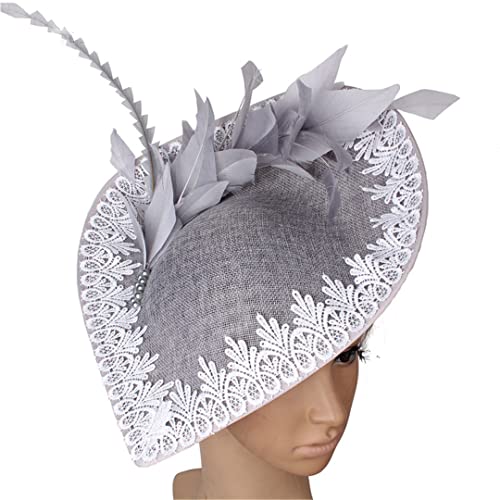 Lmtossey Großer Hochzeits-Fascinator, Haarschmuck für Frauen, Party, großes Kopfschmuck, Federkopfbedeckung, Haarspange von Lmtossey