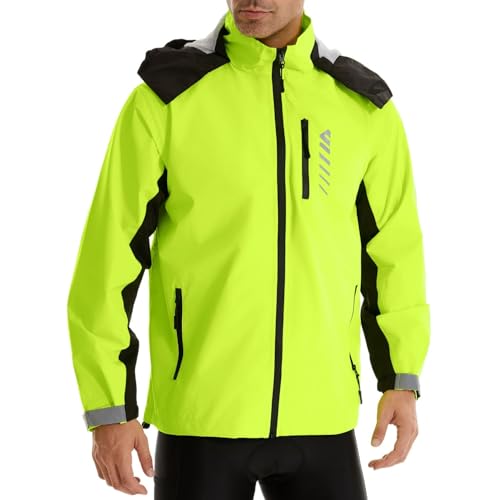 Lo.gas Herren Regenjacke wasserdicht mit Kapuze ，Regenmantel für Radfahren Regenmantel für Radfahren Laufen Windbreaker Allwetter Grün,L von Lo.gas