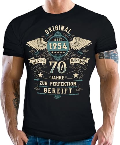 T-Shirt zum 70. Geburtstag: Original seit 1954 zur Perfektion gereift von LOBO NEGRO