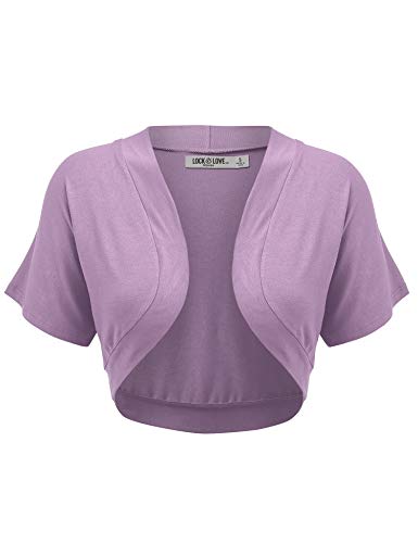 Lock and Love Damen Bolero mit offener Vorderseite, leicht, kurzärmelig - Violett - Klein von Lock and Love