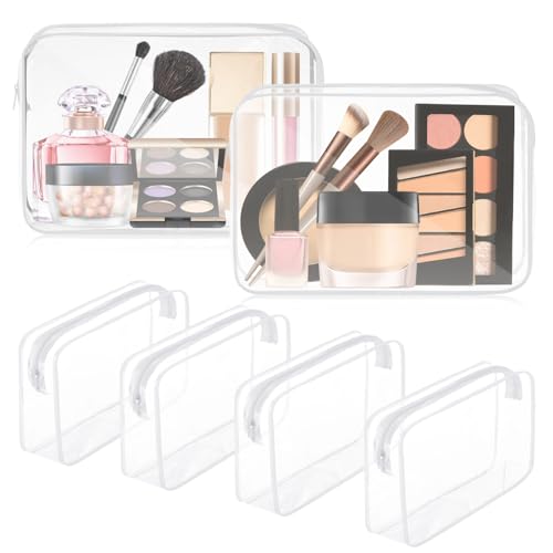 Locmeo 6 Stück transparente Make-up-Tasche klare Kulturbeutel PVC wasserdicht tragbare Make-up Reisetasche transparente Kosmetiktasche mit Reißverschluss für Frauen Männer Flughafen Reisen Urlaub von Locmeo