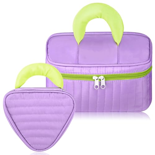 Locmeo Kosmetiktasche mit Griff, niedliche Make-up-Tasche, ästhetische Make-up-Tasche, Reise-Kulturbeutel für Damen, Mädchen, Damen, Kosmetik, Make-up-Pinsel, Kulturbeutel, Schmuckzubehör, 2 Stück, von Locmeo